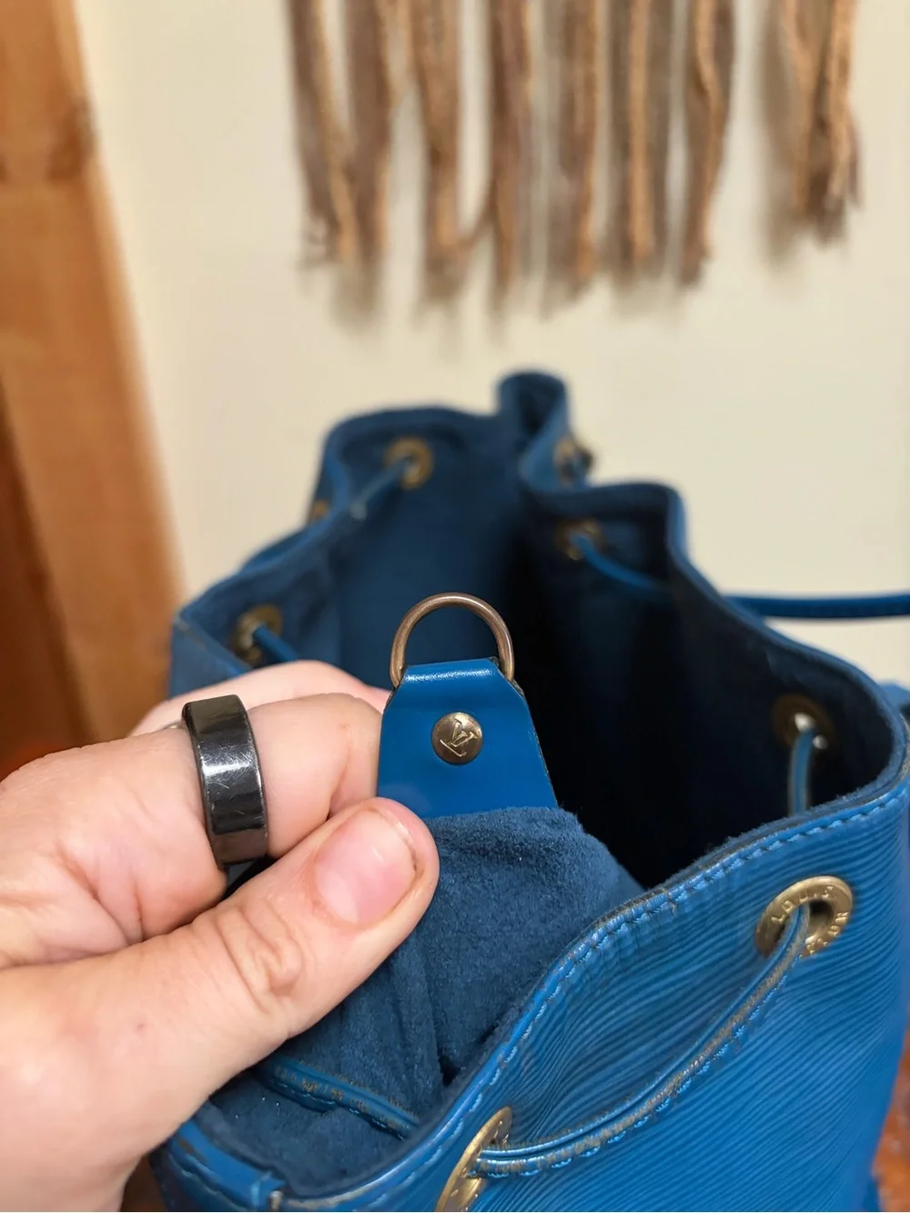 Louis Vuitton Blue Epi Petit Noe Drawstring Shoulder Bag